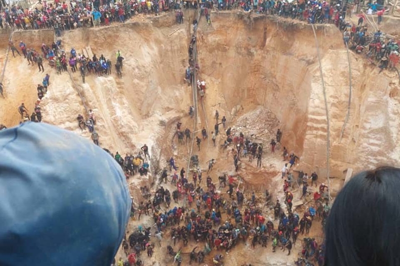 Confirmaron varios muertos y  personas tapiadas en el derrumbe de la mina en Bolívar.